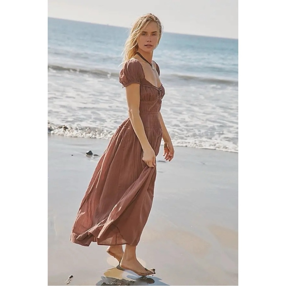 Free People Feeling Bonita Midi Maxi Dress in Brown Size XS Romantic Dainty - Picture 16 of 16
